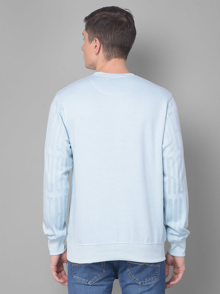 COBB SKY BLUE PRINTED ROUND NECK SWEATSHIRT