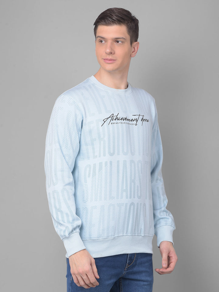 COBB SKY BLUE PRINTED ROUND NECK SWEATSHIRT