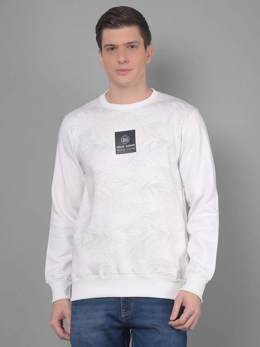 cobb off white printed round neck sweatshirt