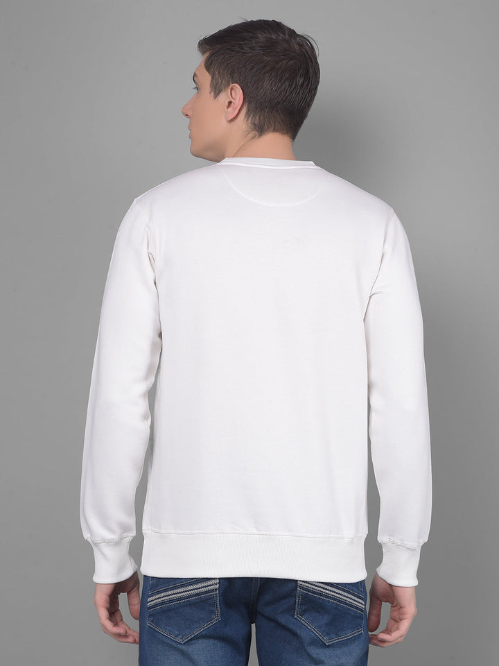 cobb off white printed round neck sweatshirt