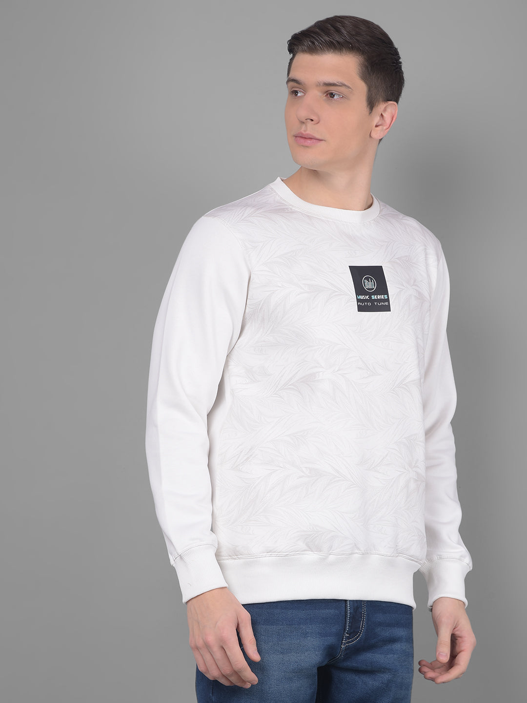 cobb off white printed round neck sweatshirt