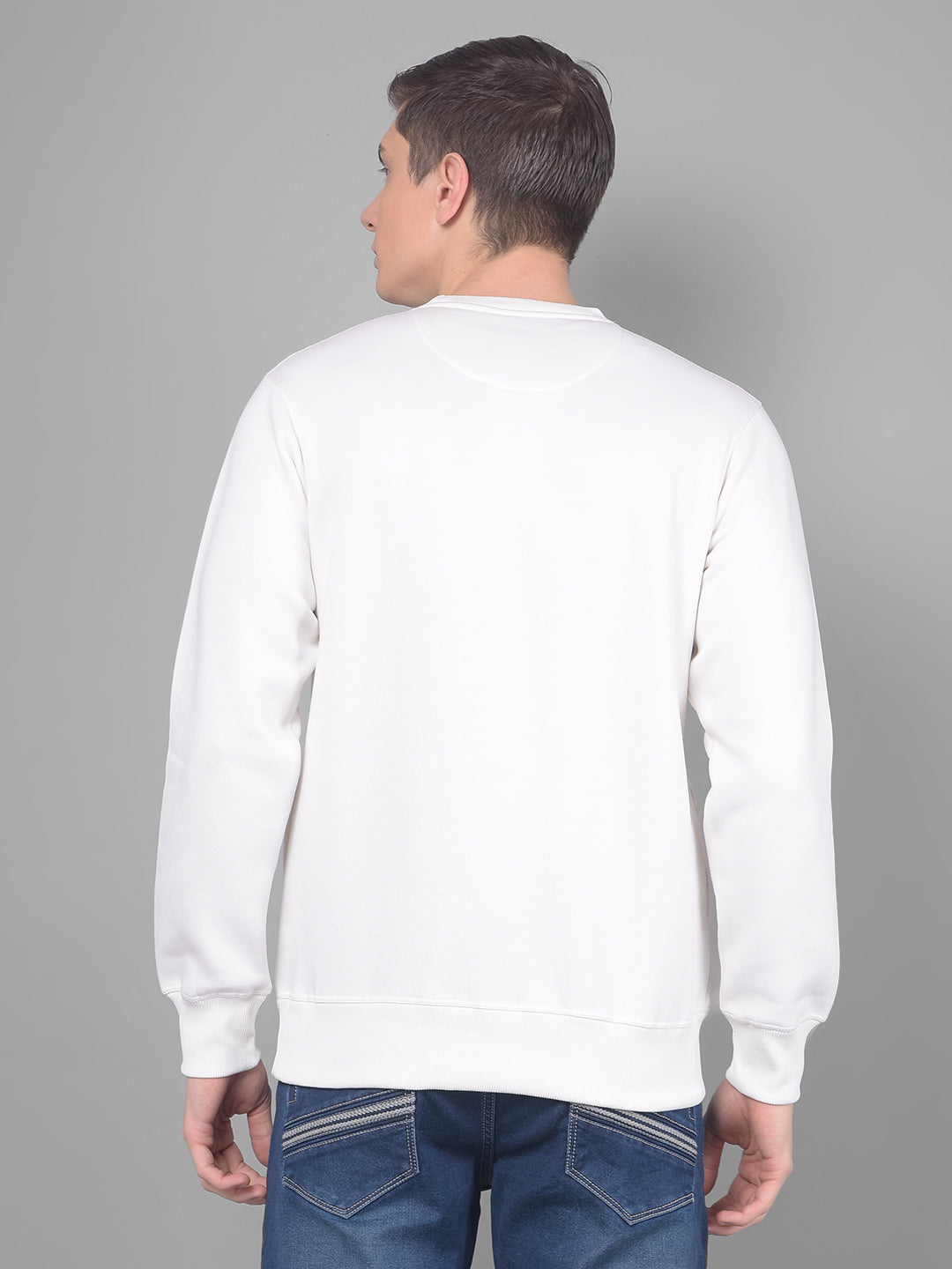 cobb off white printed round neck sweatshirt