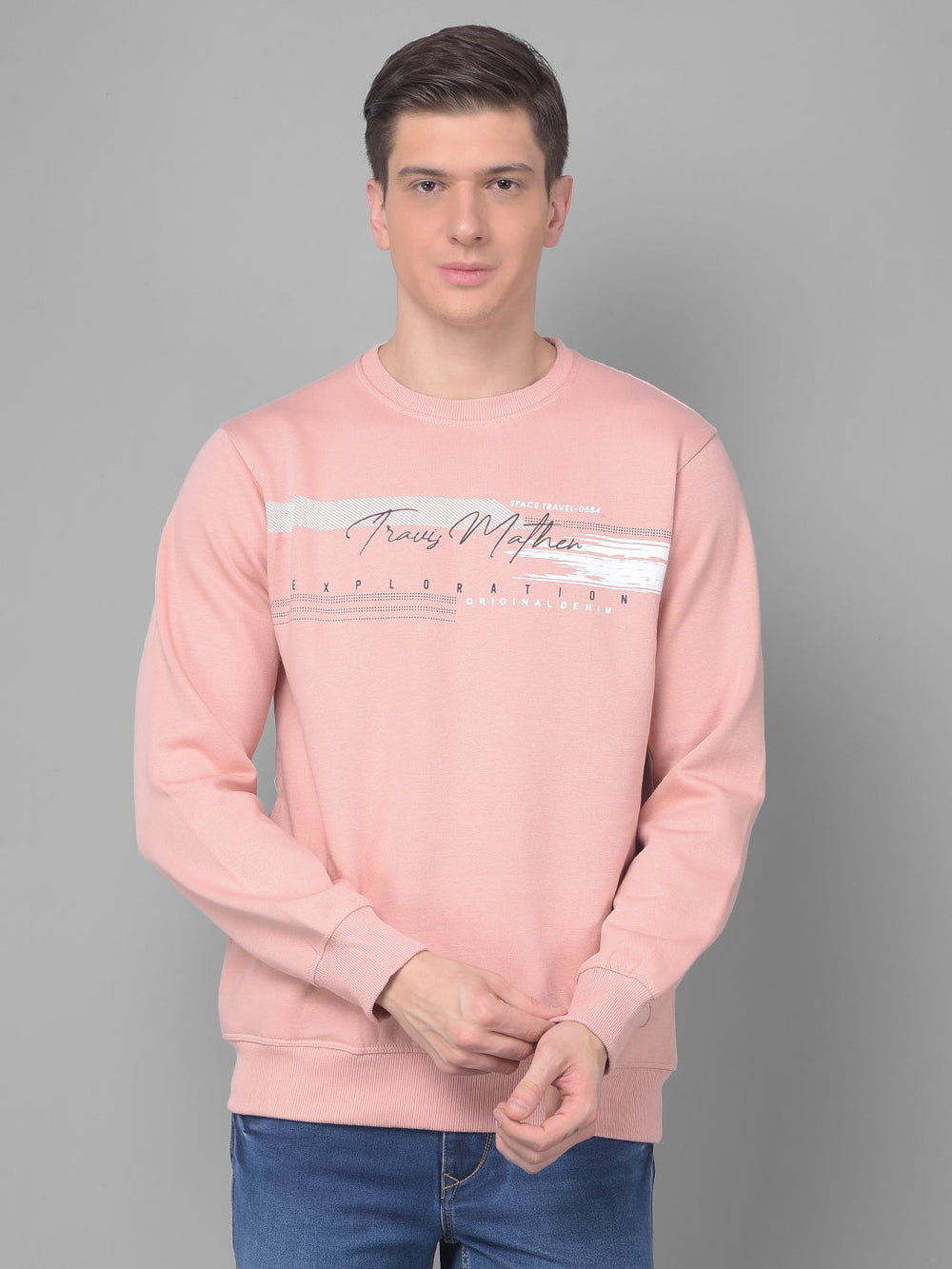 COBB MAUVE PRINTED ROUND NECK SWEATSHIRT PEACH