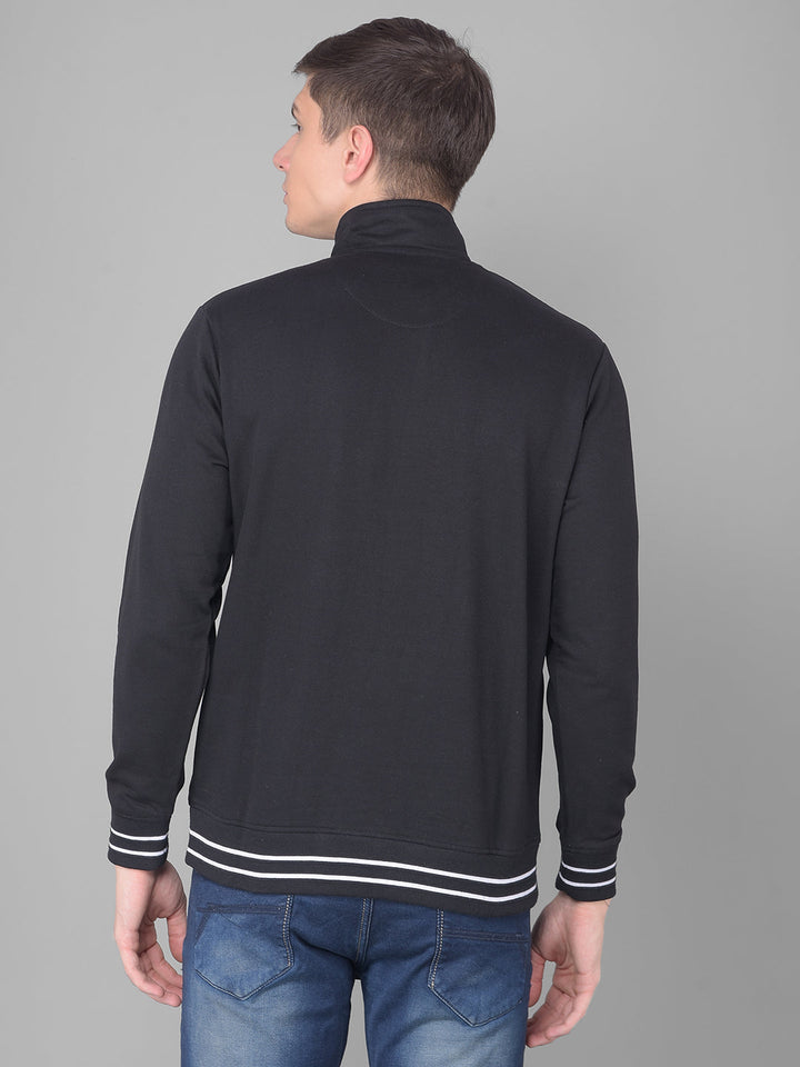 COBB BLACK PRINTED COLLAR SWEATSHIRT