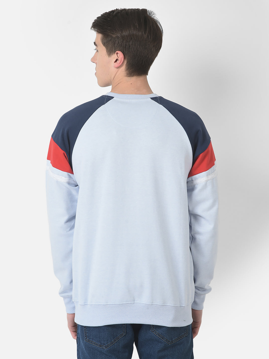 Cobb Sky Blue Printed Round Neck Sweatshirt