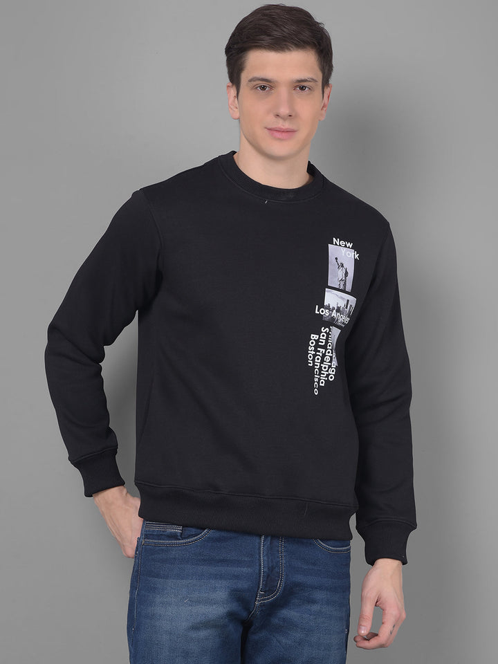 cobb black printed round neck sweatshirt