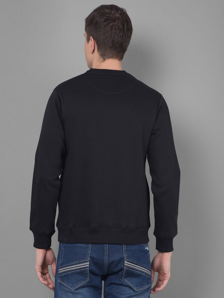 cobb black printed round neck sweatshirt