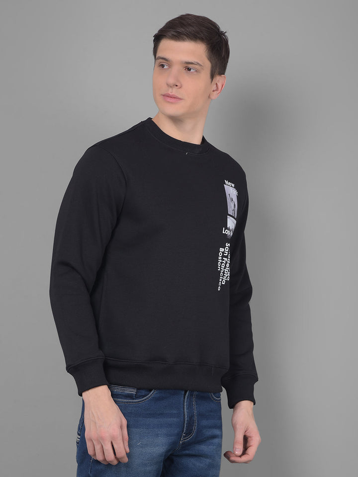 cobb black printed round neck sweatshirt