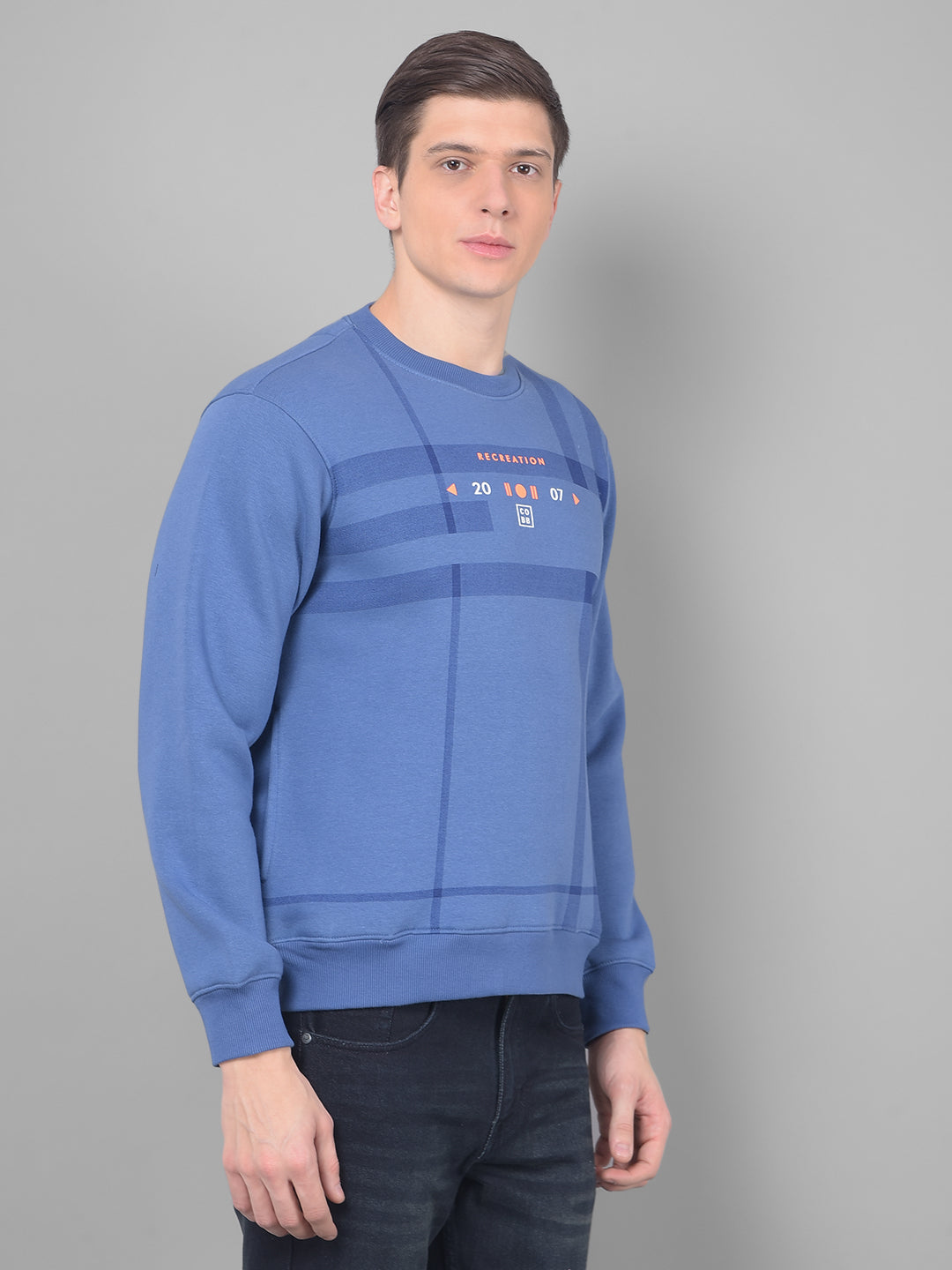 cobb blue printed round neck sweatshirt