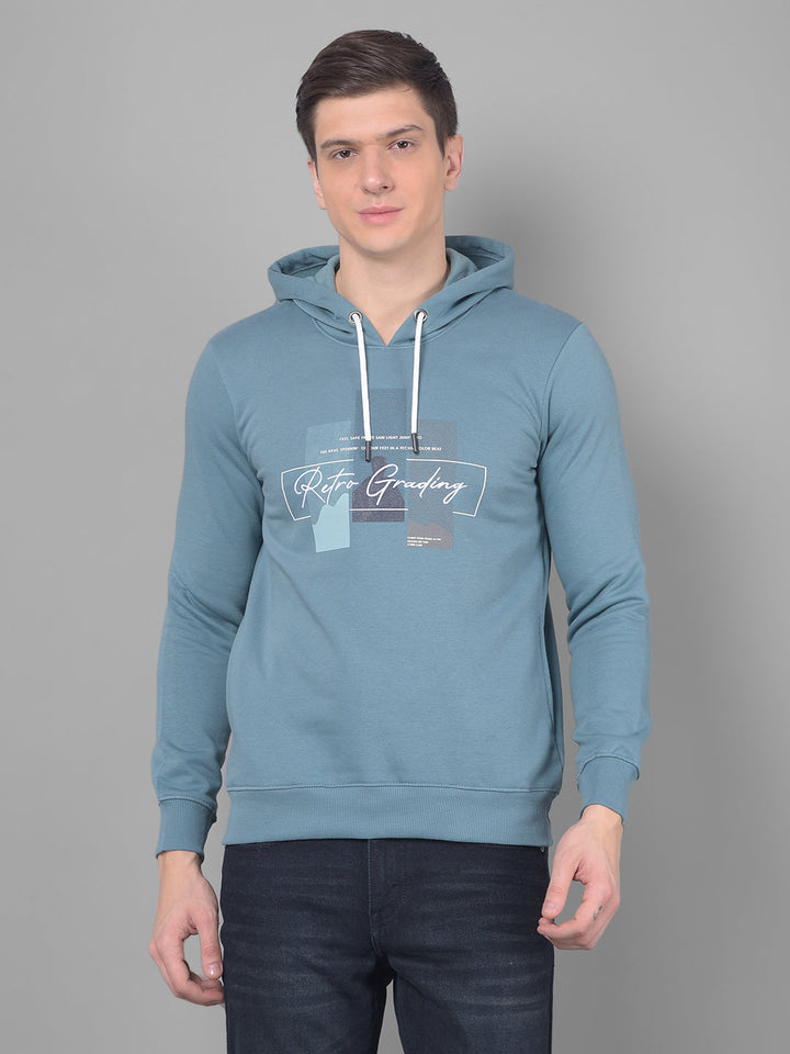 cobb teal blue printed classic hoodie