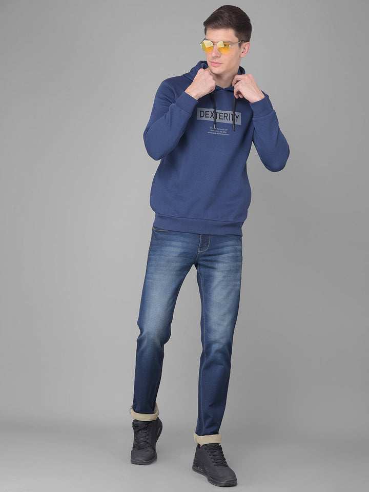 COBB DENIM BLUE PRINTED CLASSIC HOODIE