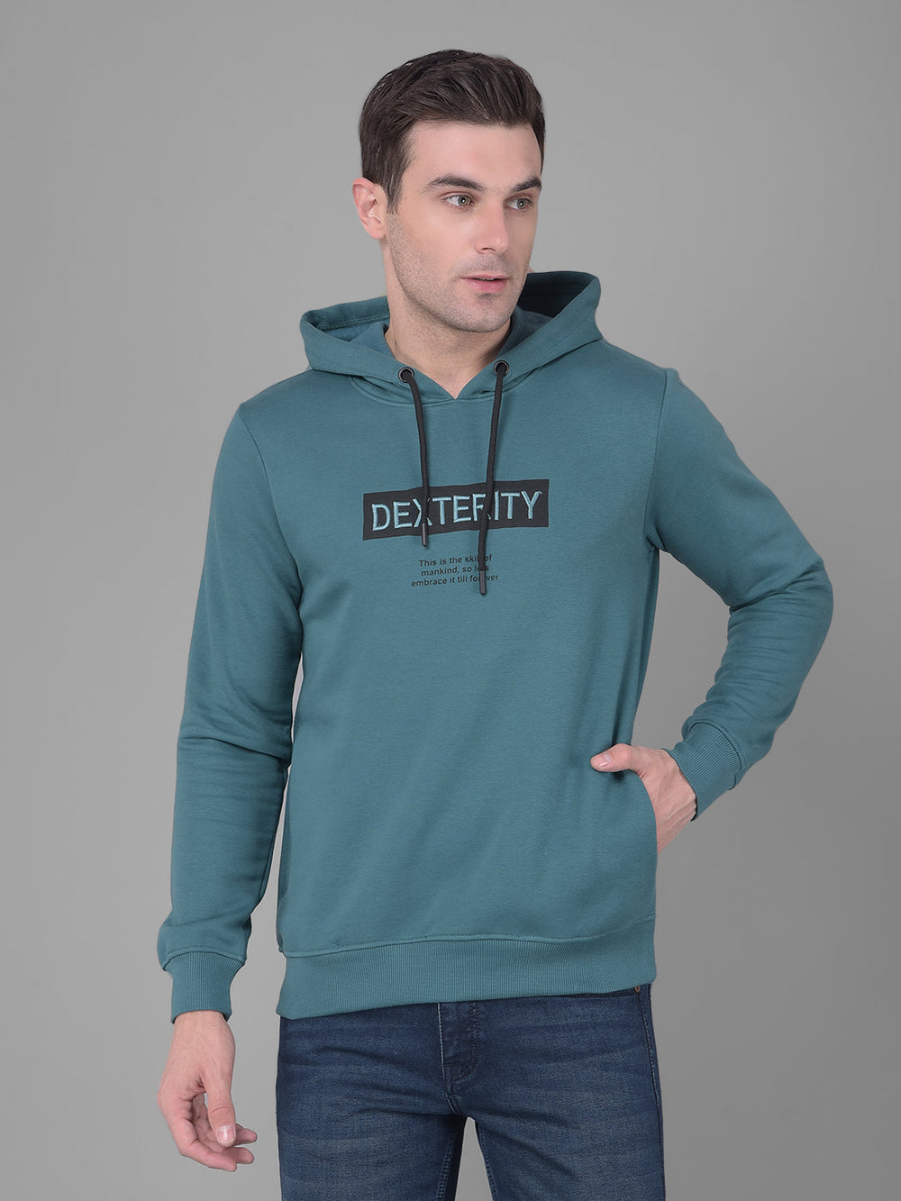 cobb teal printed classic hoodie