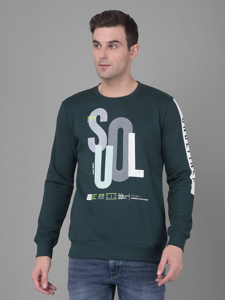 cobb green printed round neck sweatshirt