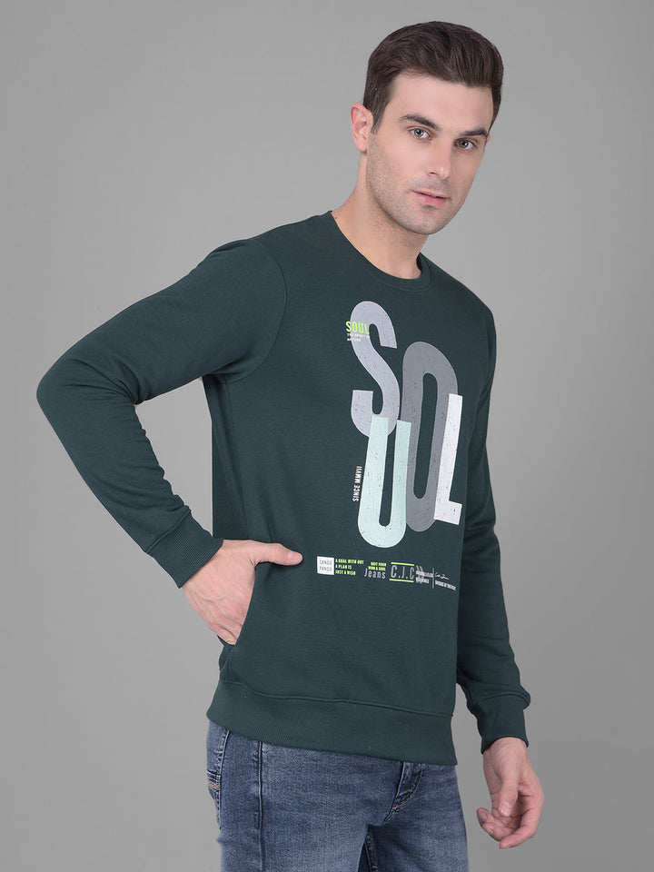 cobb green printed round neck sweatshirt