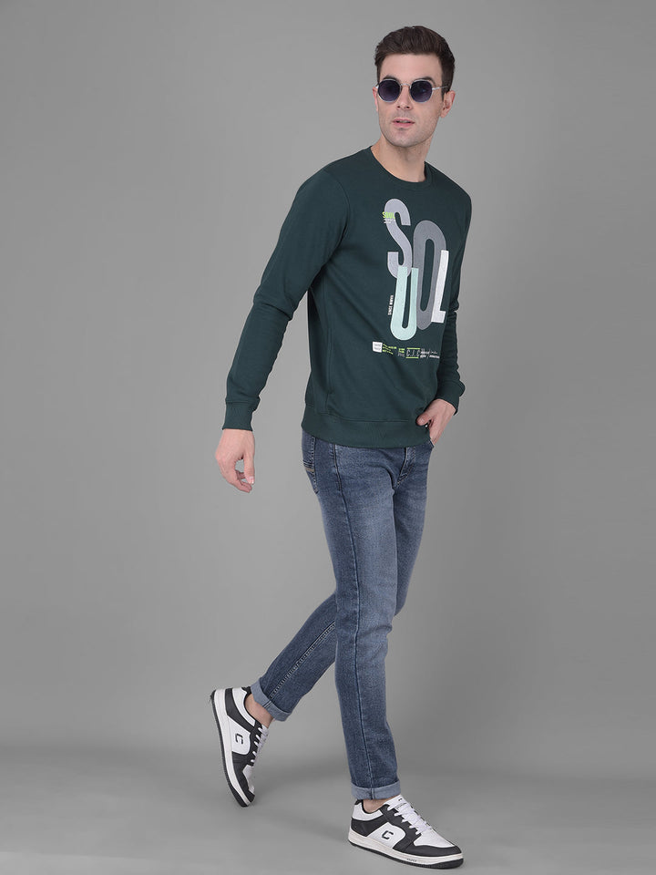 COBB GREEN PRINTED ROUND NECK SWEATSHIRT