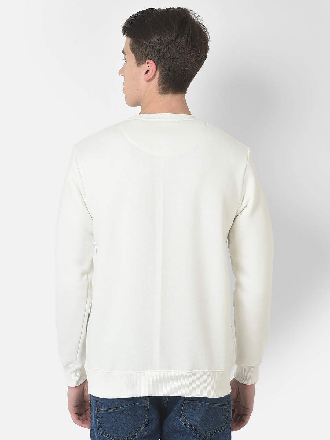Cobb Cream Printed Round Neck Sweatshirt