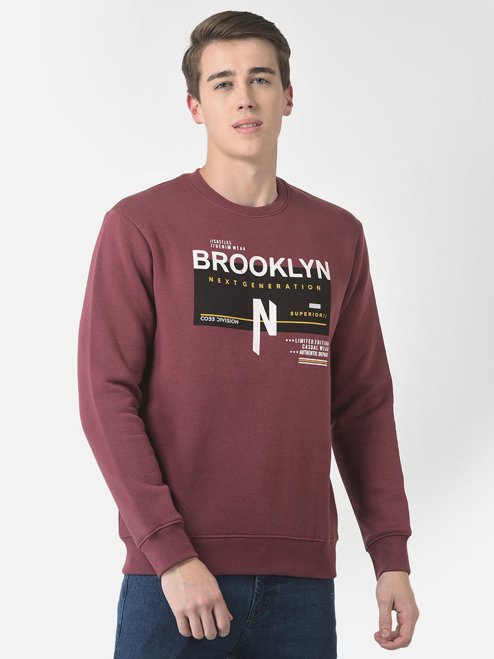 Cobb Maroon Printed Round Neck Sweatshirt Maroon