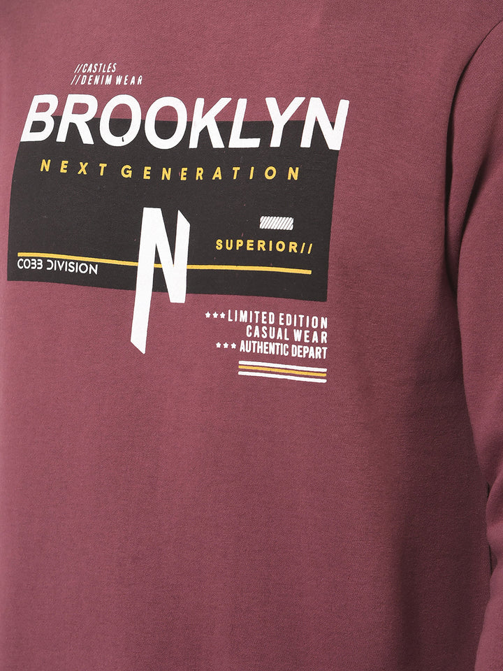 Cobb Maroon Printed Round Neck Sweatshirt