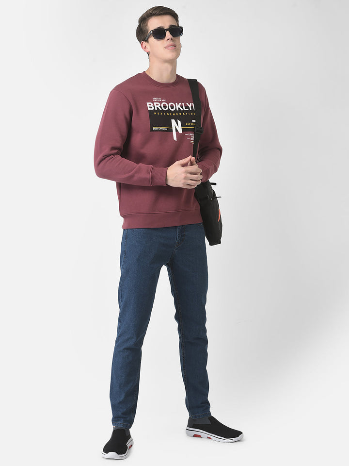 Cobb Maroon Printed Round Neck Sweatshirt