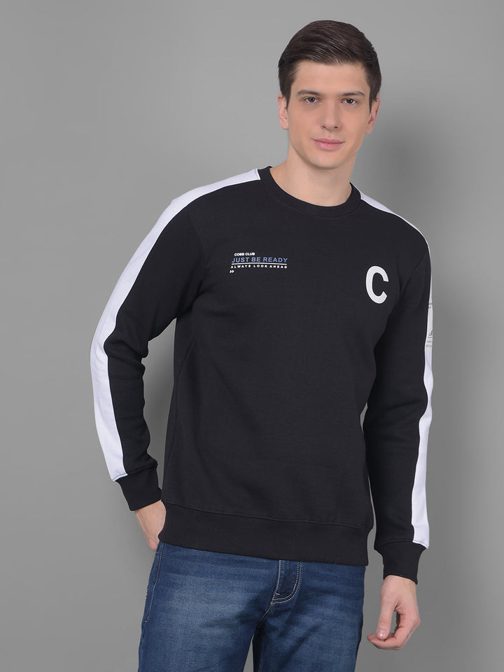 cobb black printed round neck sweatshirt