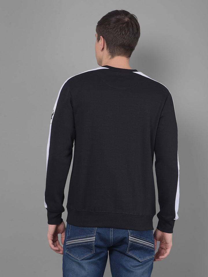 cobb black printed round neck sweatshirt