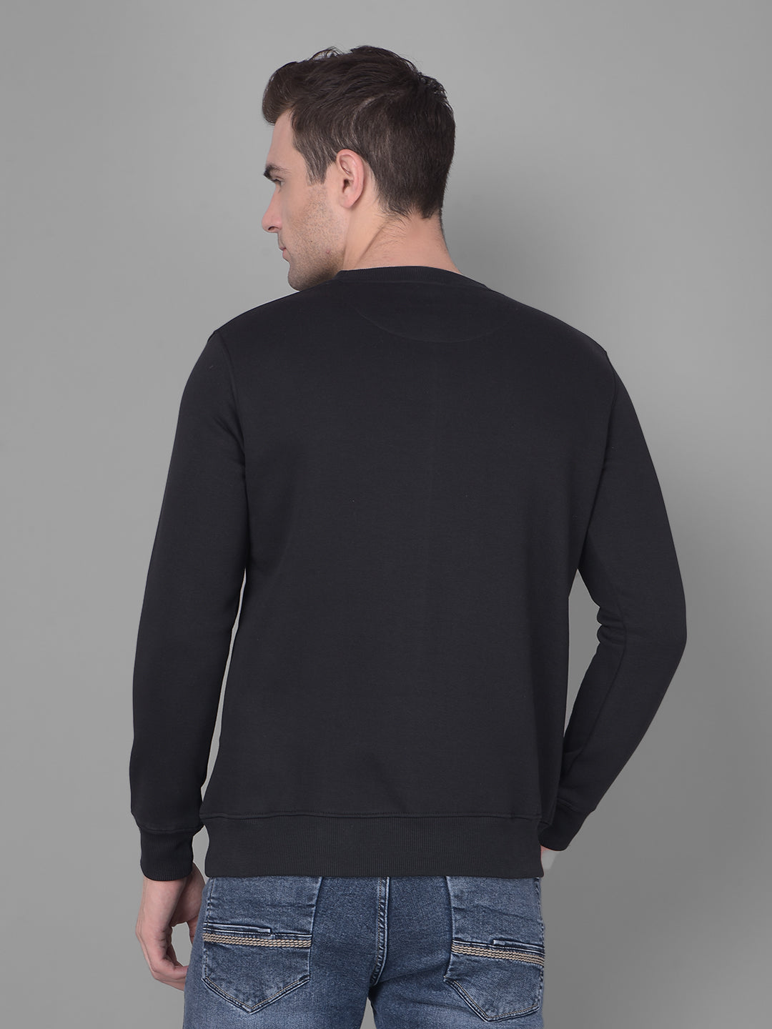 cobb black printed round neck sweatshirt