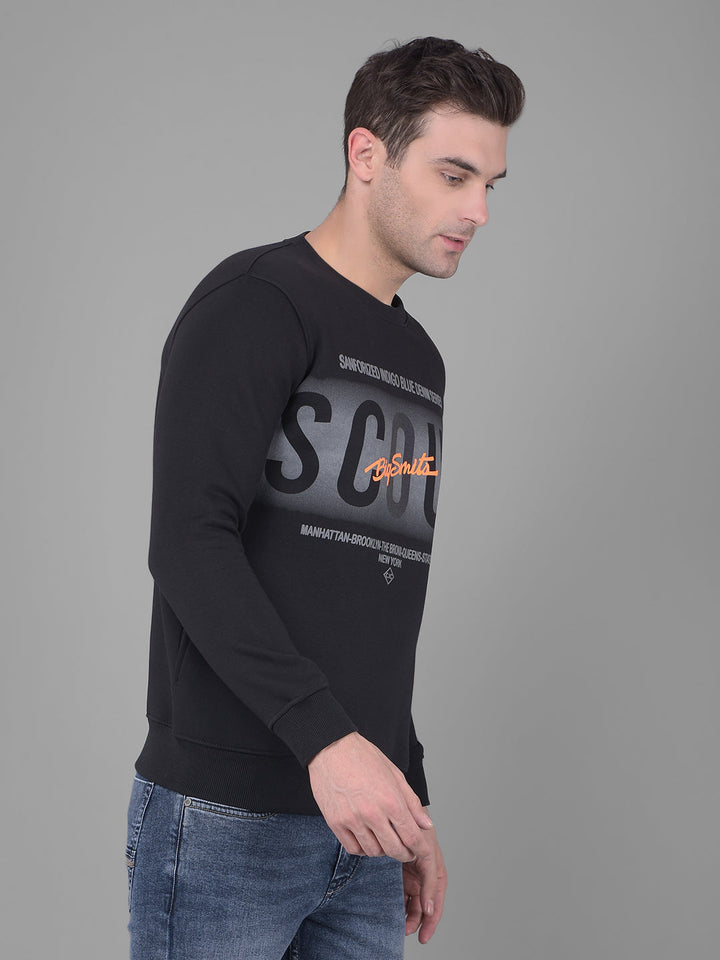 cobb black printed round neck sweatshirt