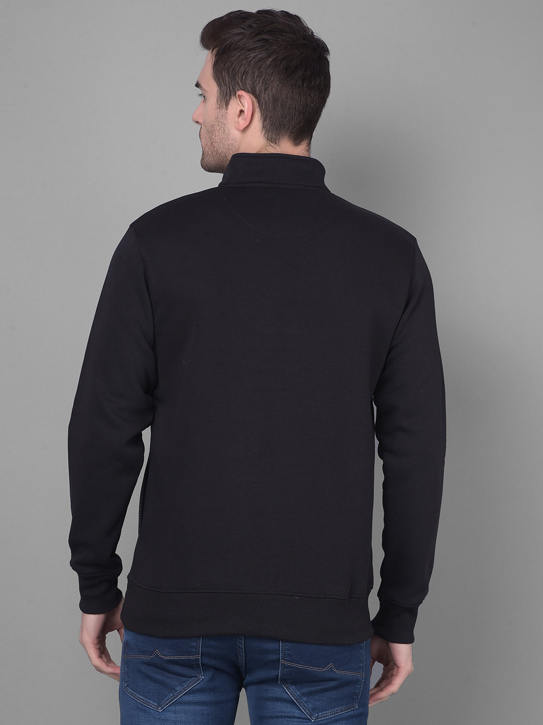 cobb black printed high-neck zipper sweatshirt