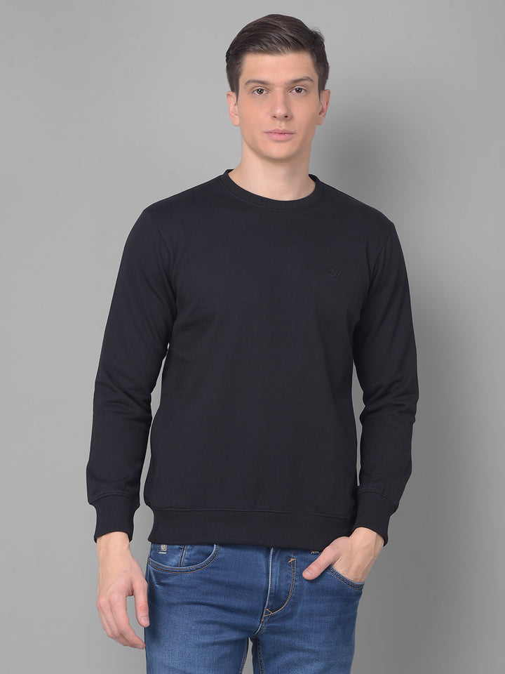 COBB SOLID BLACK ROUND NECK SWEATSHIRT BLACK