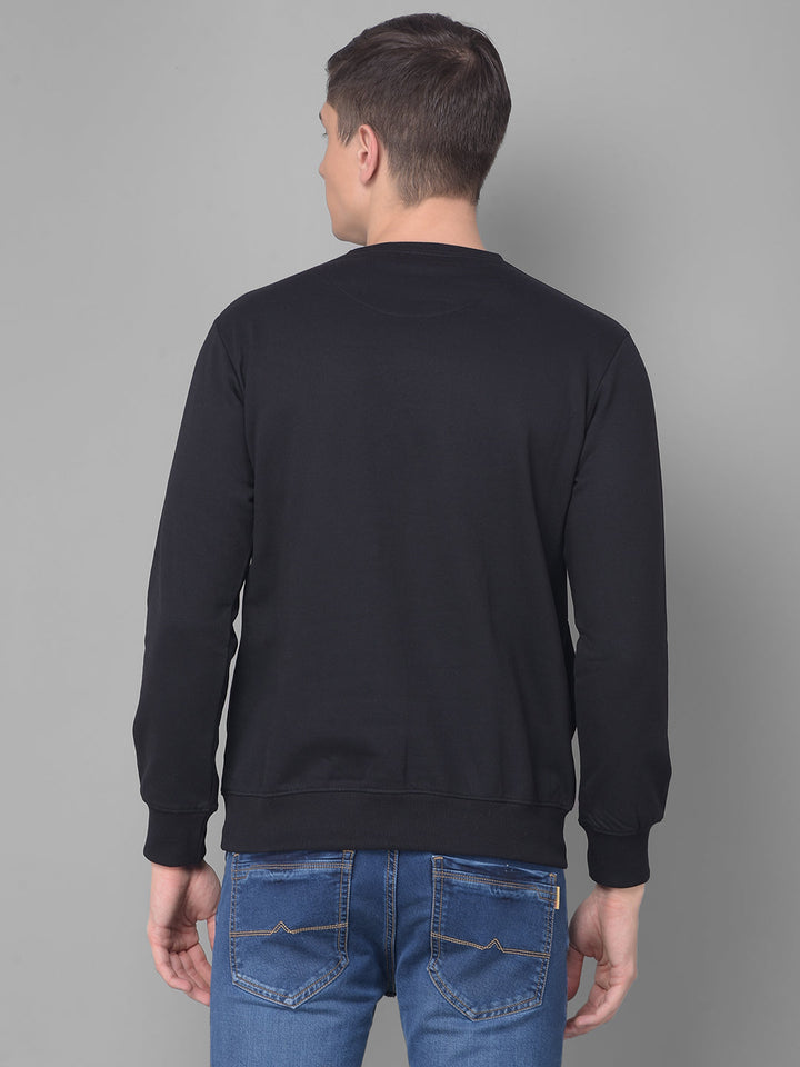 COBB SOLID BLACK ROUND NECK SWEATSHIRT