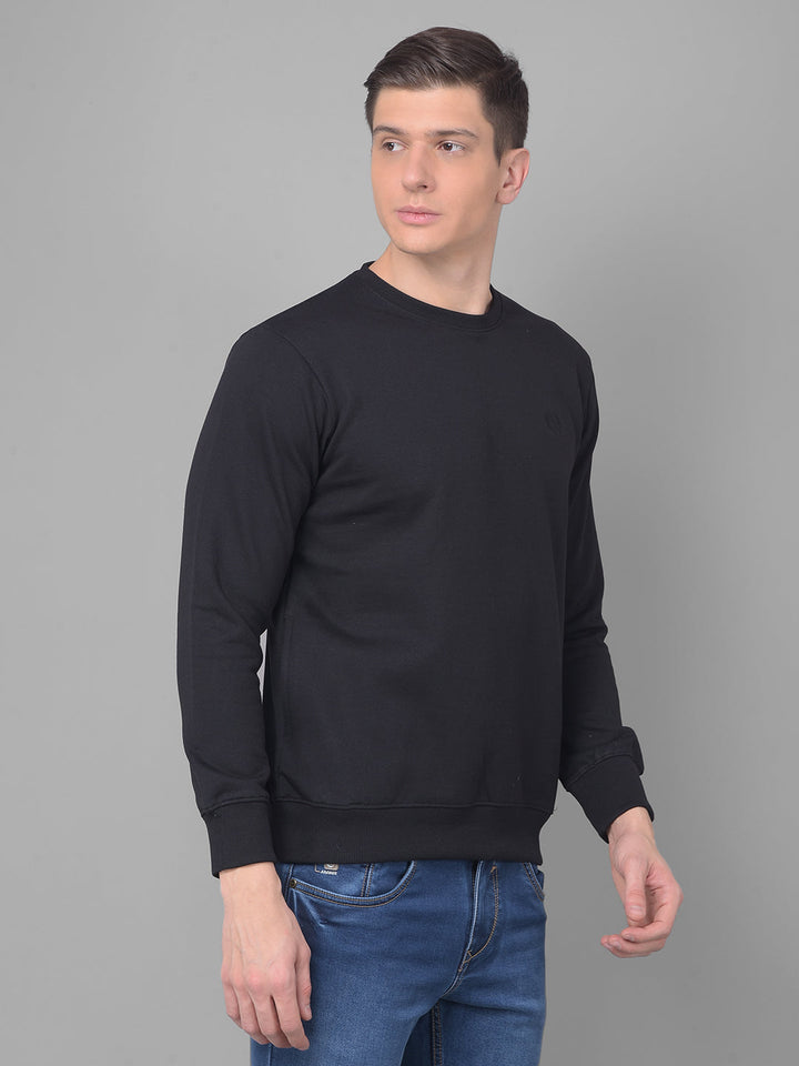 COBB SOLID BLACK ROUND NECK SWEATSHIRT