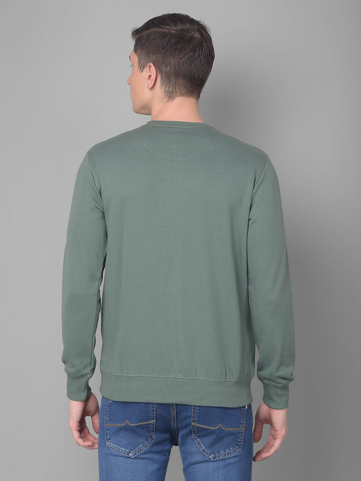 COBB SOLID OLIVE ROUND NECK SWEATSHIRT