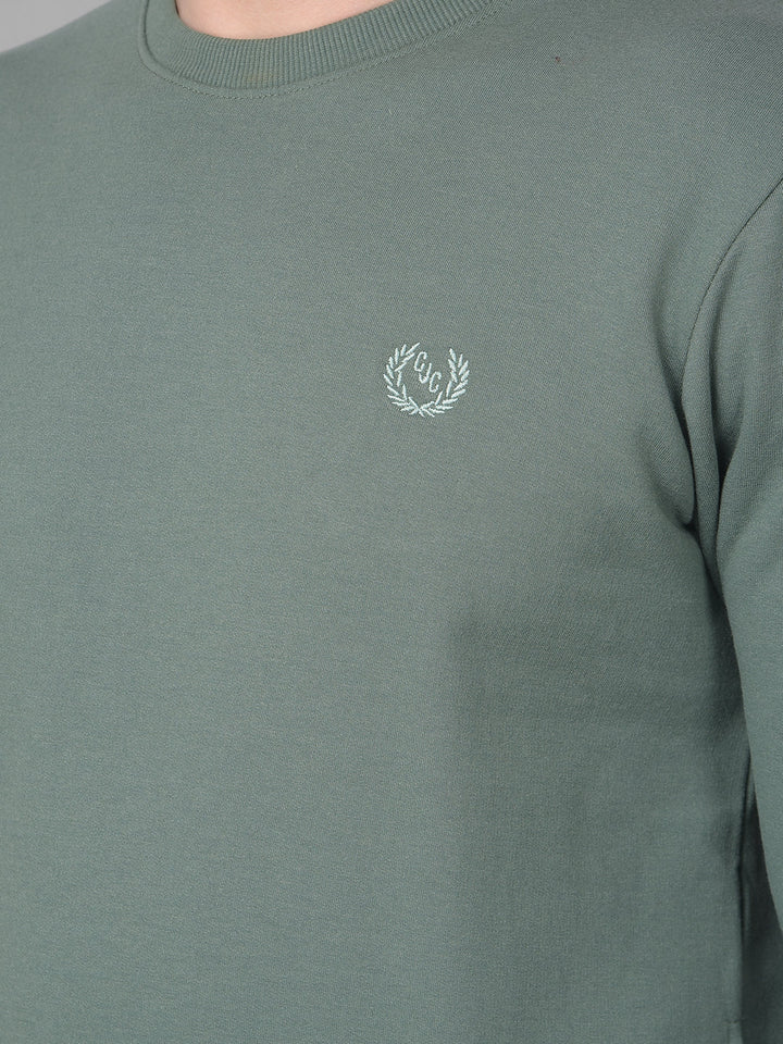 COBB SOLID OLIVE ROUND NECK SWEATSHIRT