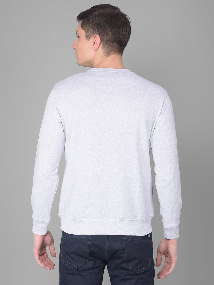 COBB LIGHT GREY PRINTED ROUND NECK SWEATSHIRT