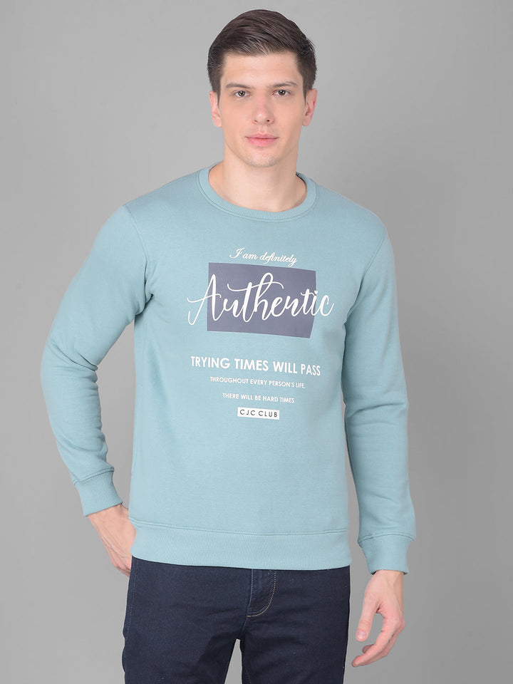 COBB SEA GREEN PRINTED ROUND NECK SWEATSHIRT