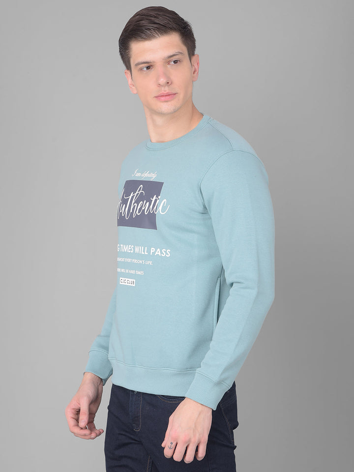 COBB SEA GREEN PRINTED ROUND NECK SWEATSHIRT