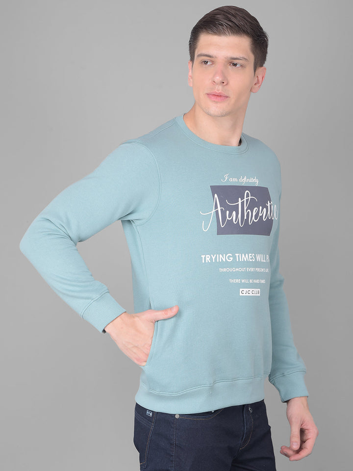 COBB SEA GREEN PRINTED ROUND NECK SWEATSHIRT