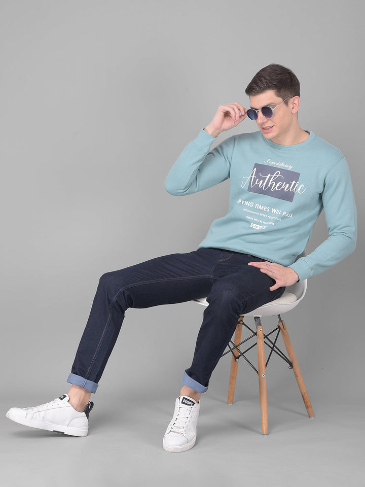 COBB SEA GREEN PRINTED ROUND NECK SWEATSHIRT