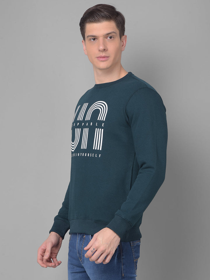 COBB BOTTLE GREEN PRINTED ROUND NECK SWEATSHIRT