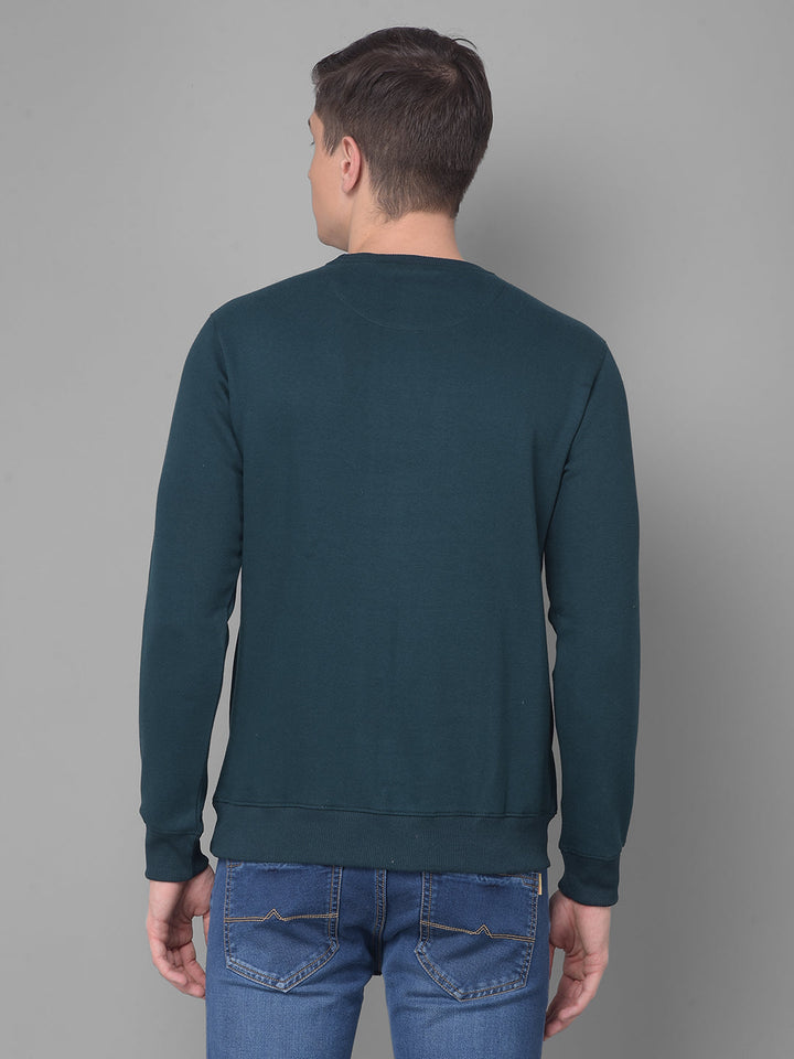 COBB BOTTLE GREEN PRINTED ROUND NECK SWEATSHIRT