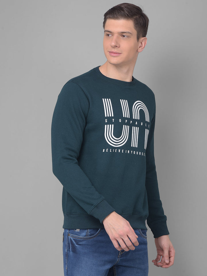 COBB BOTTLE GREEN PRINTED ROUND NECK SWEATSHIRT