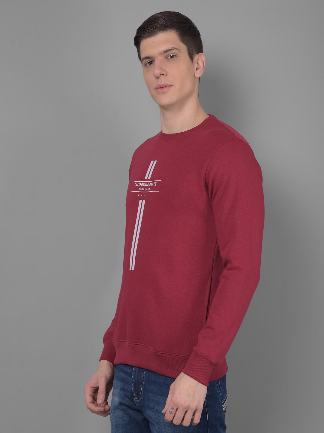 cobb red printed round neck sweatshirt