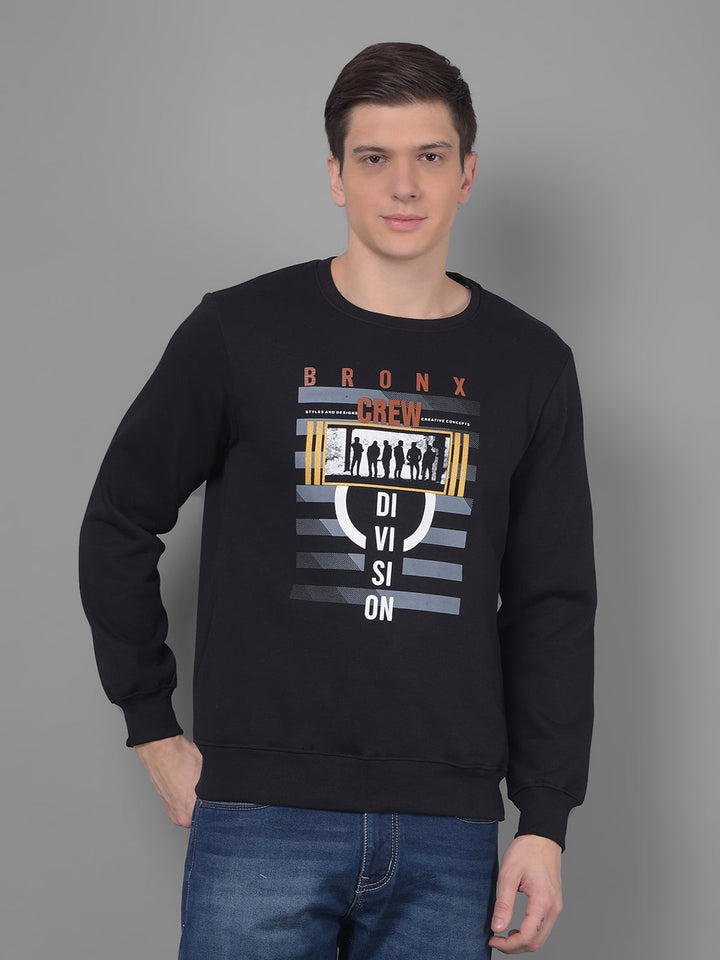 cobb navy blue printed round neck sweatshirt