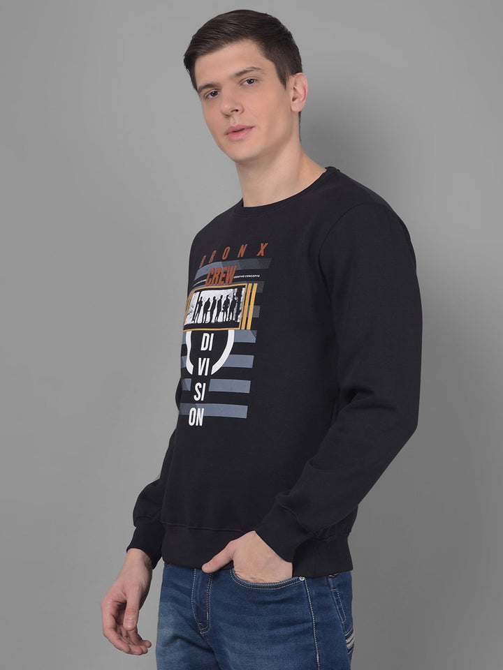 cobb navy blue printed round neck sweatshirt