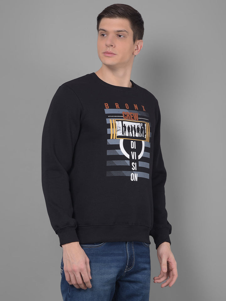 cobb navy blue printed round neck sweatshirt