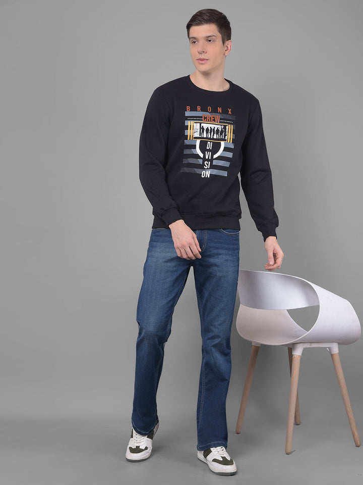 COBB NAVY BLUE PRINTED ROUND NECK SWEATSHIRT