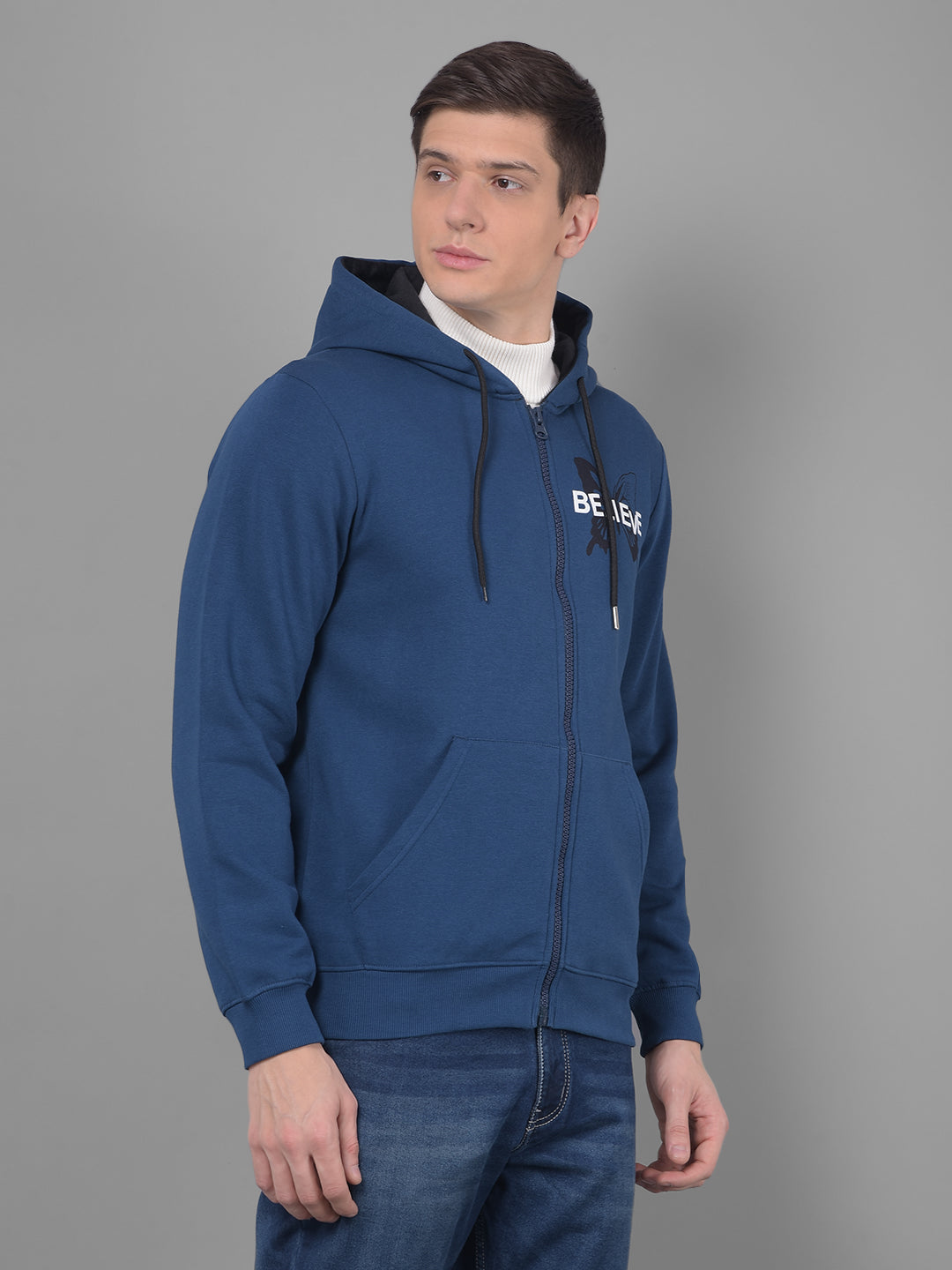 cobb indigo printed zip-up hoodie