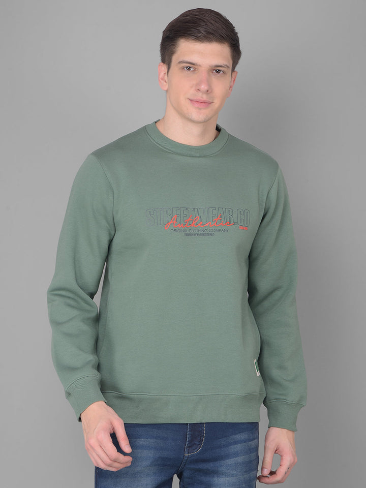 COBB GREEN PRINTED ROUND NECK SWEATSHIRT