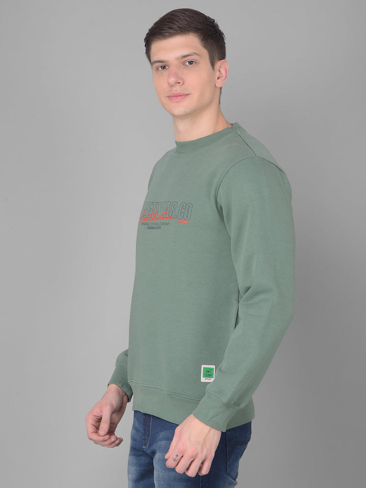 COBB GREEN PRINTED ROUND NECK SWEATSHIRT