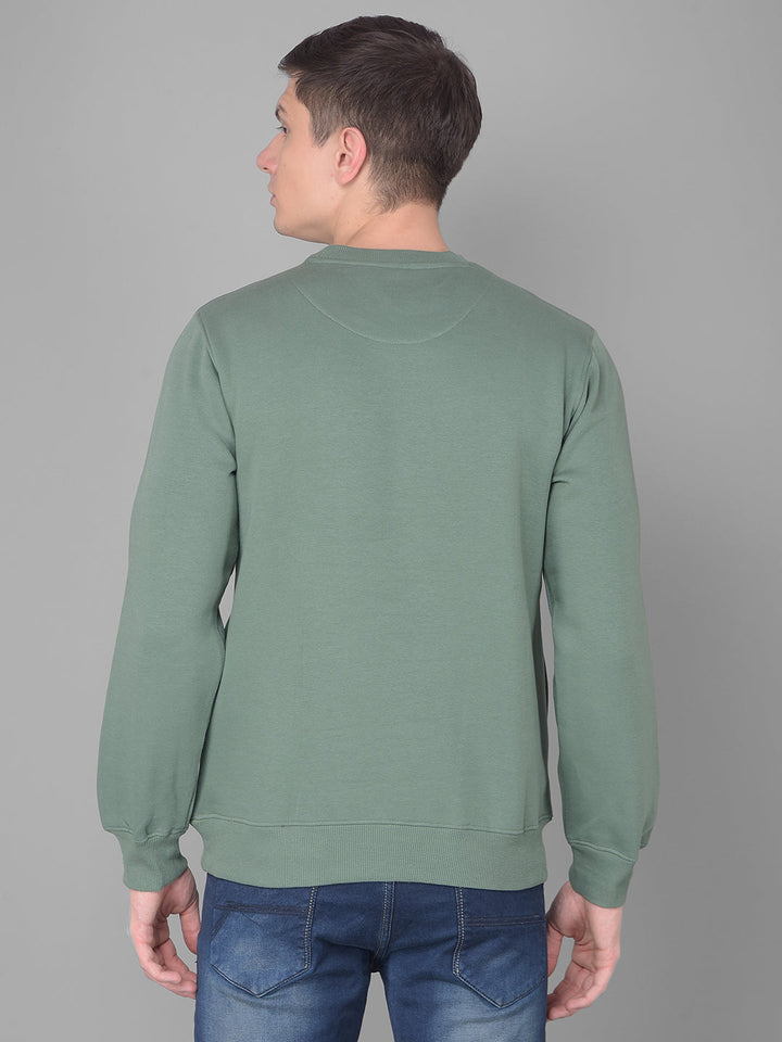 COBB GREEN PRINTED ROUND NECK SWEATSHIRT